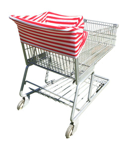 Red Stripe Car Seat Cover With Four Bandana Bibs and Four Pacifier Clips