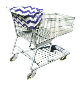 Blue Chevron Car Seat Cover With Four Bandana Bibs and Four Pacifier Clips