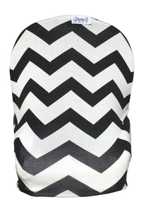 Black Chevron Car Seat Cover With Four Bandana Bibs and Four Pacifier Clips