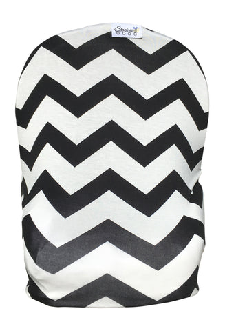 Black Chevron Car Seat Cover With Four Bandana Bibs and Four Pacifier Clips